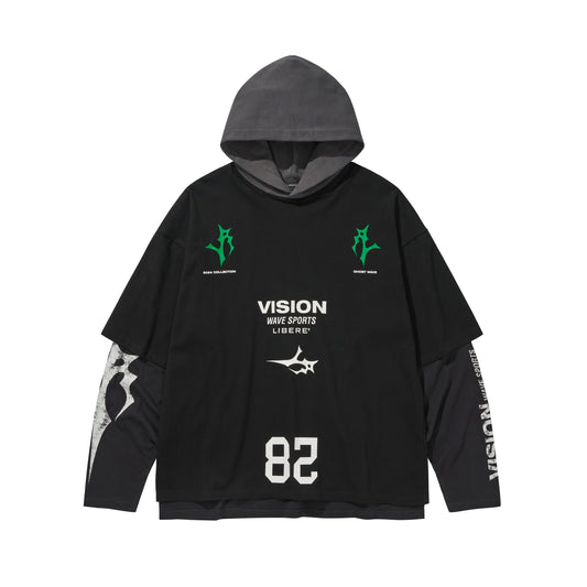 3 LAYERED HOODIE / BLACK