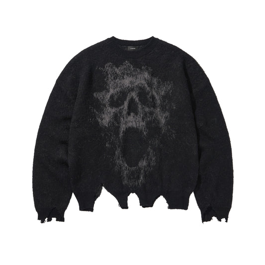 DESTROYED SKULL MOHAIR SWEATER / BLACK