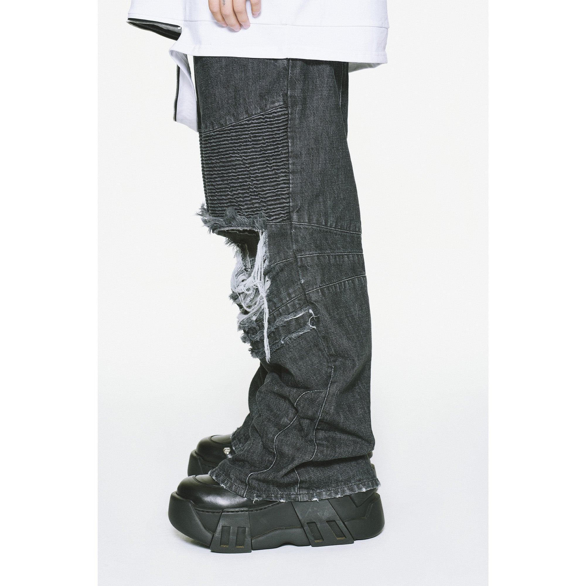 DENIM BIKER BAGGY PANTS / BLACK – LIBERE