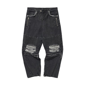 DENIM BIKER BAGGY PANTS / BLACK – LIBERE