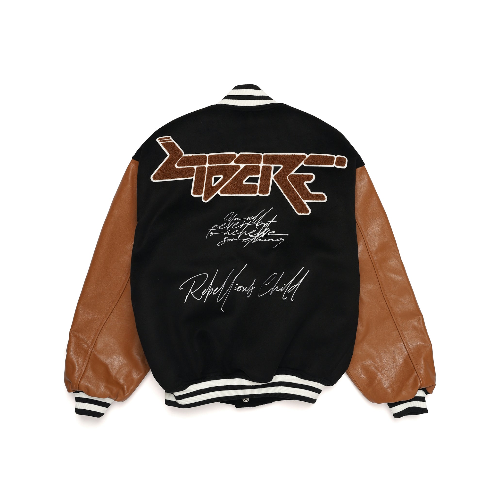 LEATHER SLEEVE STADIUM JACKET / BLACK – LIBERE